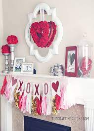 Hanging valentine's decorations diy fireplace. Beautiful Valentine S Day Mantel Decorations 2017
