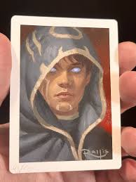 Artist proof card auction with painting