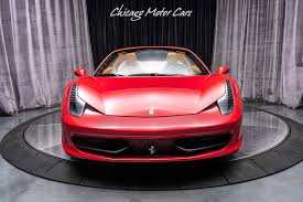 Superb low mileage convertible, just 55k miles covered, full service. Used 2013 Ferrari 458 Spider Convertible Factory Ferrari Carbon Fiber Scuderia Shields For Sale Special Pricing Chicago Motor Cars Stock 16511