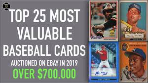Aug 07, 2017 · as with other decades, the most valuable baseball cards of the 1970s are generally the rookie cards of hall of famers. Top 25 Most Expensive Baseball Cards Sold On Ebay In 2019 January March Youtube