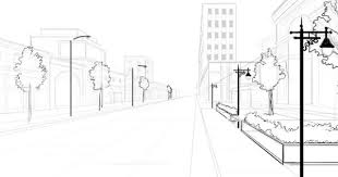 حل وظيفة رسم شارع ثلاثي الأبعاد مع أشجار مرحبا كما عودناكم دائما نقدم لكم اليوم طريقة بسي perspective drawing architecture street scenes landscape drawings