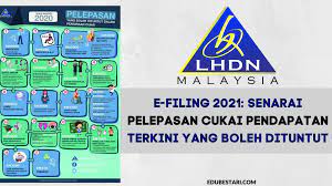 Sistem taksiran sendiri digunakan untuk mengira cukai pendapatan yang perlu dibayar. E Filing 2021 Senarai Pelepasan Cukai Pendapatan Terkini Yang Boleh Dituntut Edu Bestari