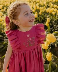 💓 RASPBERRY LINEN RUFFLE DRESS 💓 Our Ruffle Dress in Raspberry linen —  adorned with the “Floral Oasis” embroidery — brings a little magic to every  meadow wander 💞 Woven from soft,