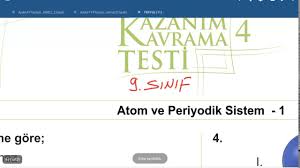 2018 2019 Yili Meb 9 Sinif Kimya Kazanim Kavrama Testi 4 Cozumleri Youtube