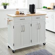 Movable kitchen islands on wheels are also called kitchen cart. Kitchen Island Cart Rolling Wood Islands White On Wheels With Storage Movable Kitchen Islands Kitchen Carts Kitchen Dining Bar