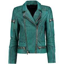 Balmain Washed Leather Biker Jacket 1 859 Liked On Polyvore Featuring Outerwear Jac Green Leather Jackets Leather Jackets Women Distressed Leather Jacket
