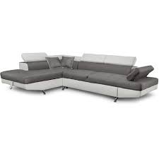 Canape D Angle Gauche 4 A 5 Places Convertible Chicago Bicolore Tissu Gris Pu Blanc Pas Cher A Prix Auchan