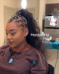 Wynteeeer On Instagram High Invisible Ponytail W Yellow Rubber And Chain I Cute Box Braids Hairstyles Natural Hair Styles Easy Weave Ponytail Hairstyles
