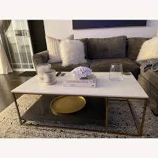 In some cases for small tables like a coffee table we can fix cracks right on site. Cb2 2 Tone Grey White Marble Coffee Table Aptdeco