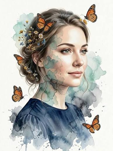 Monarch Butterfly Watercolor Portrait