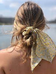 Summer Yellow Floral Hair Scarf Hair Scarf Hair Accessories Scrunchie Scrunchie Scarf Graduation Present In 2021 Hair Scarf Styles Scarf Hairstyles Hair Styles