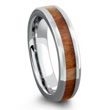 Mens Wood Wedding Ring Crafted Out Of Tungsten Carbide Inlaid With Real Koa Wood Mens Wood Wedding Band Is Wood Rings Wooden Wedding Ring Wood Wedding Ring