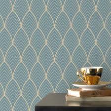 Papier Peint Vinyle Sur Intisse A Motif Chic Dore Sur Fond Bleu Bercy Graham Brown Motif Ara Papier Peint Vinyle Papier Peint Chambre Parentale Papier Peint