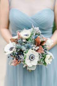 White rose galaxy blue purple orchids teardrop. Dusty Blue Bridesmaids Blue Wedding Flowers Orange Wedding Flowers Orange Wedding Bouquet
