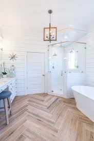 Porcelain Tiles In Herringbone Farmhouse Master Bathroom Home Bathrooms Remodel