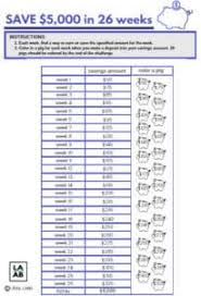 $10,000 for the wedding by 2019! 26 Week Money Challenge Printable Save 5000 Or 1000