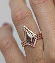 Diamond Ring Set Grey Diamond Ring Kite Diamond Ring Grey Diamond Ring Geometric Engagement Ring Diamond Engagement Ring Set