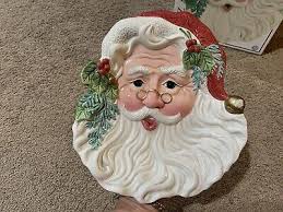 Fitz and Floyd Old Fashioned Christmas Santa Canapé Plate W/ Box 2003  Holiday