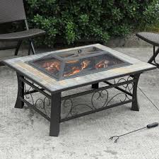 Axxonn Rectangular Tile Top Fire Pit Brownish Bronze 37 X 28 Walmart Com Fire Pit Materials Outdoor Fire Pit Fire Pit Table