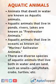 Check spelling or type a new query. 10 Lines On Aquatic Animals For Students And Children In English A Plus Topper