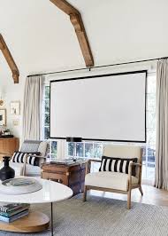 At Home Pull Down Projector Screen Home Home Projector Screen Farm House Living Room