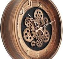 The Clock Factory - Wall Clock with Silent Gears, 13in Diameter, Plastic Body, DecorativeVintage Style Copper Color