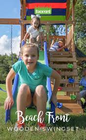 Beach Front Wooden Swing Set Wooden Swing Set Backyard Beach Swing Set