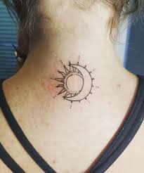 18 Best Neck Back Tattoo Design Minimal Sun And Moon Tattoo Ideas Back Of Neck Tattoo Neck Tattoo Balance Tattoo