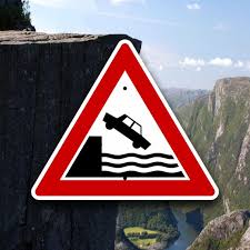 Dangerous Cliff Triangle Warning Sign ...