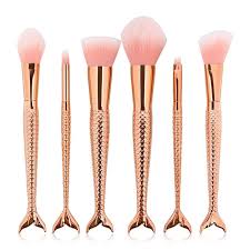 Pinsel set pinselset bürste bürsten set schminkpinsel set + tasche. 6 Teiliges Make Up Pinsel Set Meerjungfrau In Rosa Gold Christian Artesio