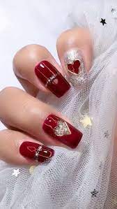 1.1 glitter french nail art. El Rojo Siempre Enamora Unas Decoradas Paso A Paso Facebook