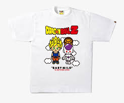 The bape mascot is joined by characters like goku and vegeta, shown in both super saiyan red (god) and blue form. Bape X Dragon Ball Z Tee Baby Milo Hello Kitty Transparent Png 793x793 Free Download On Nicepng