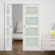 Coventry Shaker Double Evokit Pocket Doors Frosted Glass White Primed Shaker Style Interior Doors Frosted Glass Closet Doors Glass Closet Doors