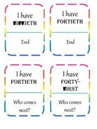 Ordinal Number Games Ordinal Numbers Number Games Numbers Game