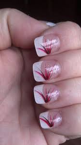 Black And Red Design Nails White Tips With Red And Black Design Red Nail Designs French Acrylic Nail Designs Black Nail Designs