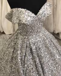 Boho plus size wedding dresses off the shoulder sweetheart bridal gowns applique. Bling Bling Silver Wedding Dress Sequin Ball Gown Alinanova