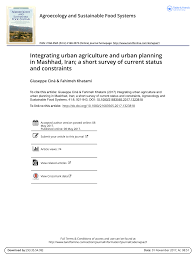 Pdf Integrating Urban Agriculture And Urban Planning In Mashhad Iran A Short Survey Of Current Status And Constraints