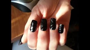 Czarny Matte Z Blyszczacym Wzorkiem Black Nails With Shine