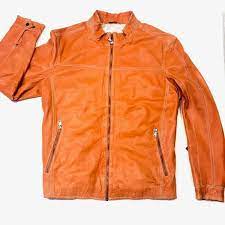 Missani Le Collezioni Men S Burnt Orange Leather Jacket Orange Leather Jacket Orange Leather Leather Jacket