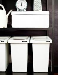 A Line Of Neatly Labelled White Bins Looks Good And Simplifies Recycling Ikea Recycling Bins Kitchen Ikea Boxes