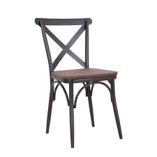 Metal dining chairs with walnut wood seats for rat rod. Rustic Cross Back Metal Modern Farmhouse Dining Chair With Wooden Seat Matte Black Set Of 2 Walmart Com Walmart Com
