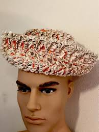 Vintage Jan Leslie Orange Rose Flower Hat