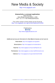 Pdf Interactivity A Concept Explication