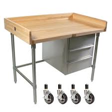 Commission work, furniture restoration and refinishing, workshop projects, tool reviews and hand tool restoration. Bakers Table With Stainless Steel Base And 3 Drawer Tier 1 3 4 Hard Maple Top With 4 Coved Back Sides Riser By John Boos Kitchensource Com