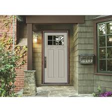Jeld Wen 36 In X 80 In Premium 6 Lite Primed White Steel Prehung Front Door With Brickmold And Shelf Jeld Wen Exterior Doors Steel Doors Exterior Entry Doors