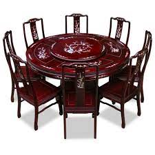 Amazon Com 60in Rosewood Pearl Inlay Design Round Dining Table With 8 Chairs Home Kitchen Round Dining Table Sets Round Dining Table Dining Table