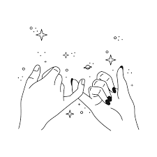 There's a handshake why not go a step further and add a pinky promise? Pinky Promise Art Print By Overpijey X Small In 2020 Bff Drawings Line Art Drawings Promise Tattoo