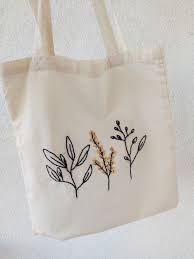Simple modern gift for teens, boys, girls, men or women. Cotton Tote Bag Eco Grocery Bag Handmade Embroidery Embroidered Bag Floral Embroidery Diy Embroidery Hand Embroidery Art Embroidery Art