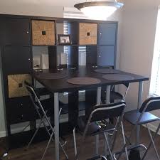 Ikea Kallax Shelving Unit In Black Brown With Tables Attached For A Small Apartment Dining Room Great For Di Ikea Esszimmer Ikea Esstisch Kleine Wohnung Kuche