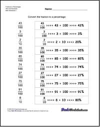 Fractions To Percentages Worksheets Each Problem In These Worksheets Requires The Student Free Printable Math Worksheets Printable Math Worksheets Worksheets